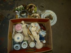 Box of Decorative China, Ginger Jars, Figurines etc