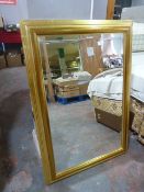Beveled Edge Gilt Framed Mirror 100x70cm