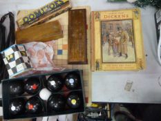 Job Lot of Vintage Games, Cribbage Board, Carpet Bowls etc