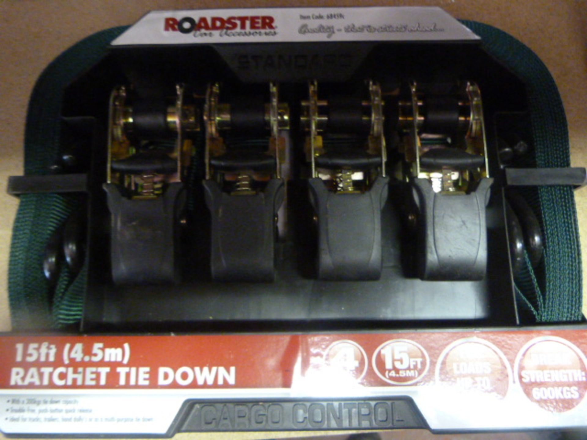 *Roadster 15ft Ratchet Tie Down Set