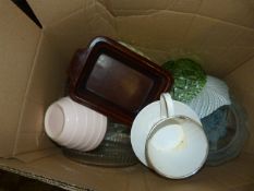 Box of Kitchen Glassware and Pottery