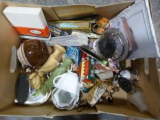 Miscellaneous Box of Collectibles Including Fans,