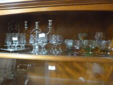 Silver Plated Candelabra and Quantity of Assorted