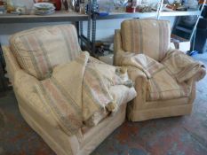 Two Upholstered Armchairs and Spare Cushion Covers