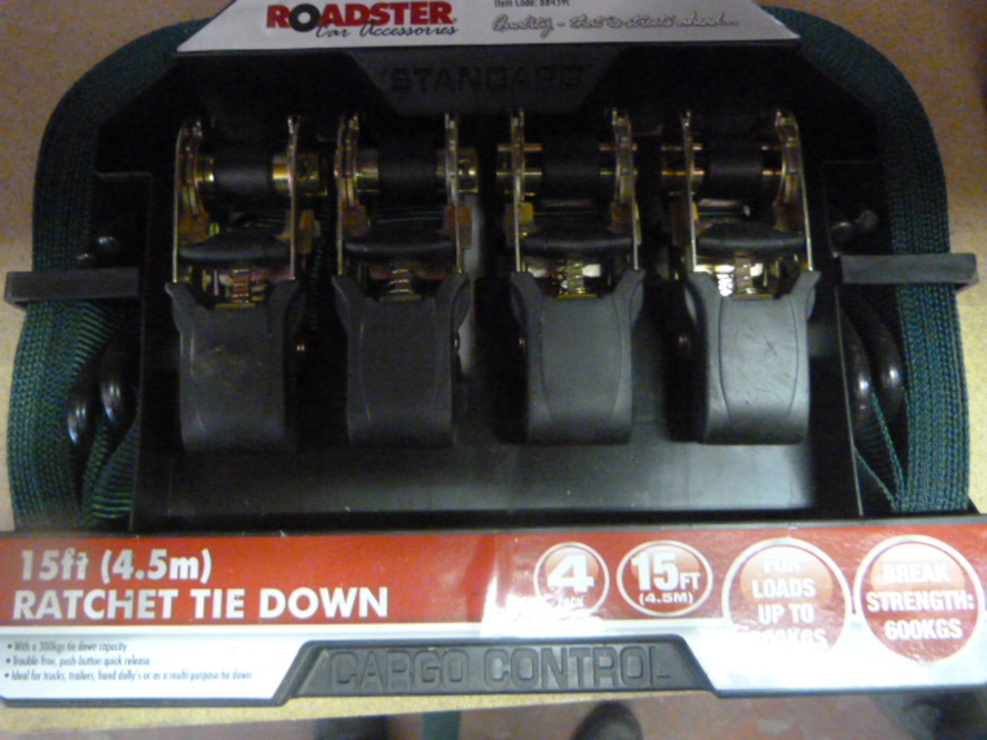 *Roadster 15ft Ratchet Tie Down Set