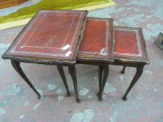 Nest of Three Glass Topped Side Tables