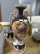 Large Floral China Table Lamp