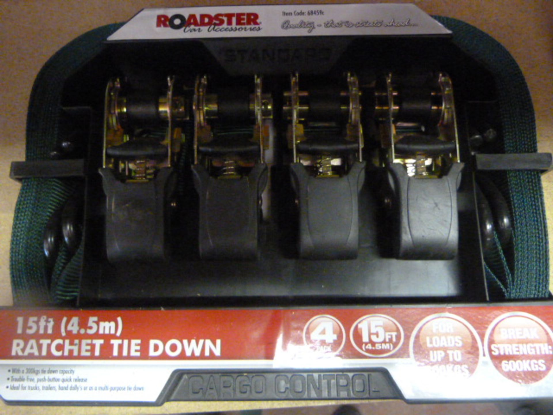 *Roadster 15ft Ratchet Tie Down Set