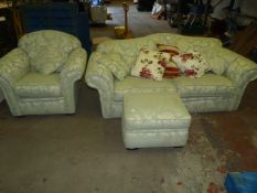 Two Seater Sofa, Armchair & Pouffe