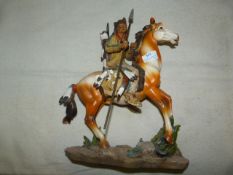 Large Native American Brave on Horseback Figure