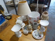 Two Table Lamps and Assorted China