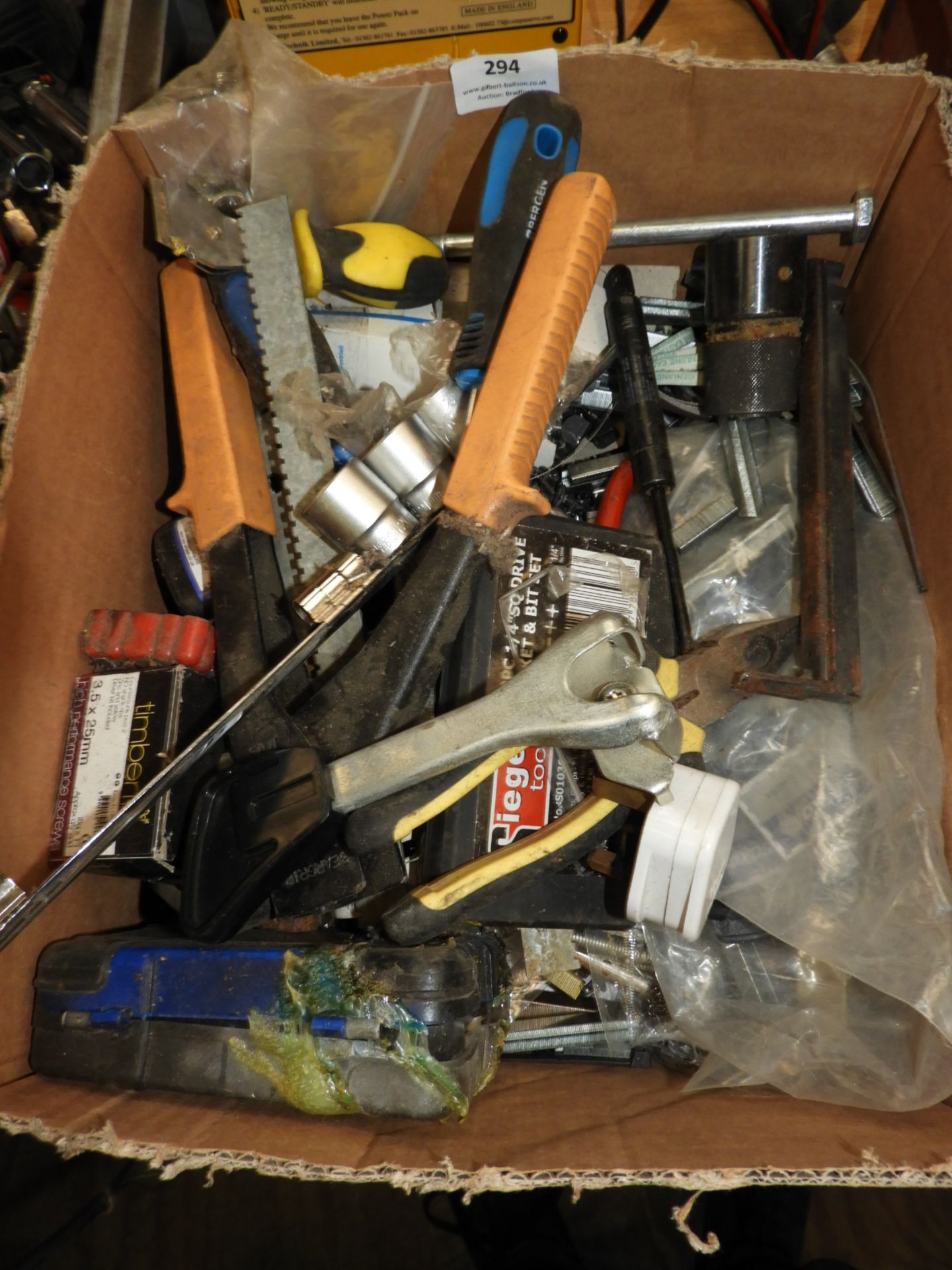 *Box of Assorted Sockets, Rivet Guns, Hand Tools,