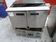 * Polar 2 door fridge, with salad hatch sold as seen.(910Wx985Hx700D)