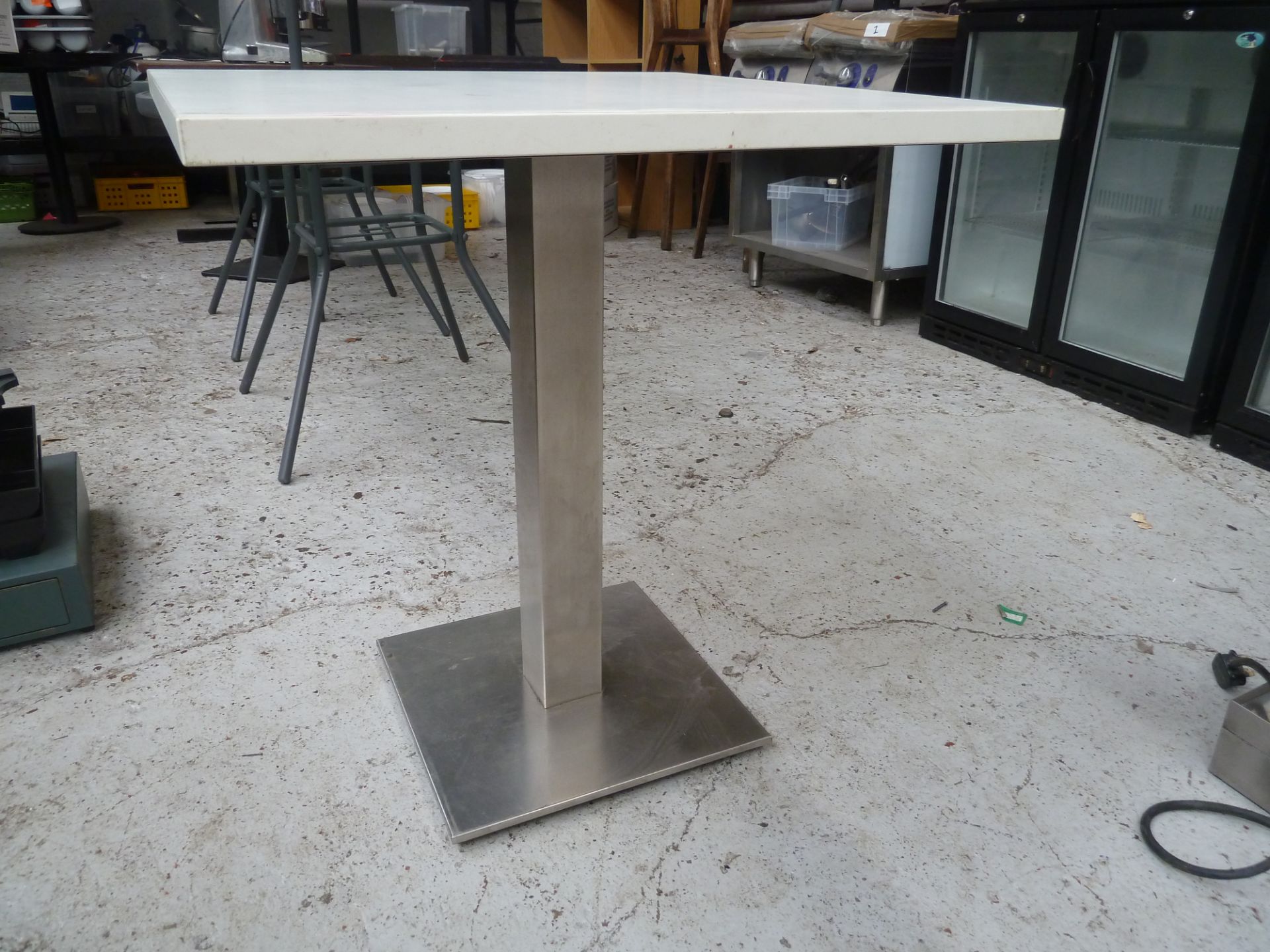 * x2 square white tables, good condition.(700Wx755Hx700D) - Image 2 of 2