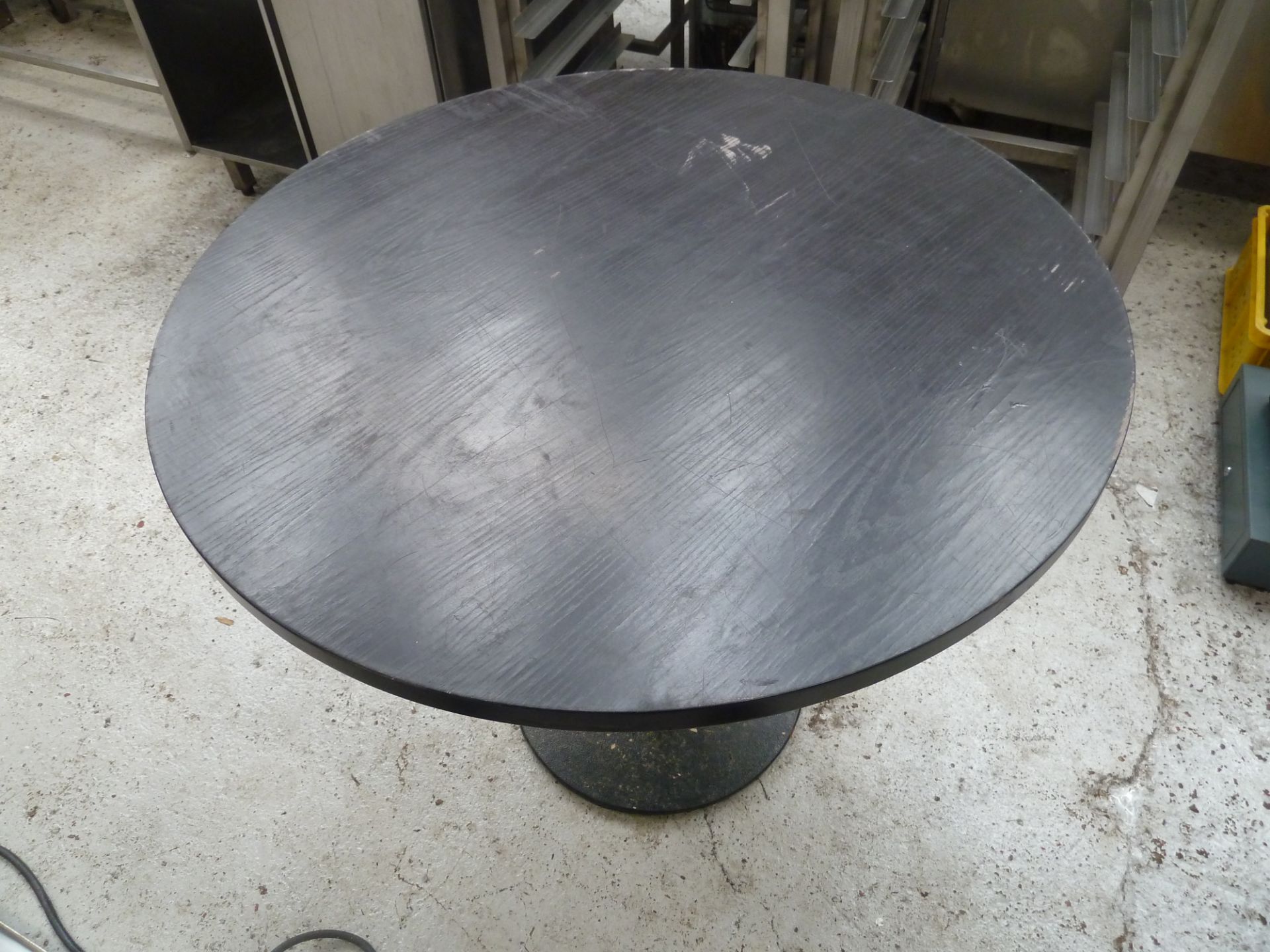 * x2 circle brown tables, good condition.(755H)