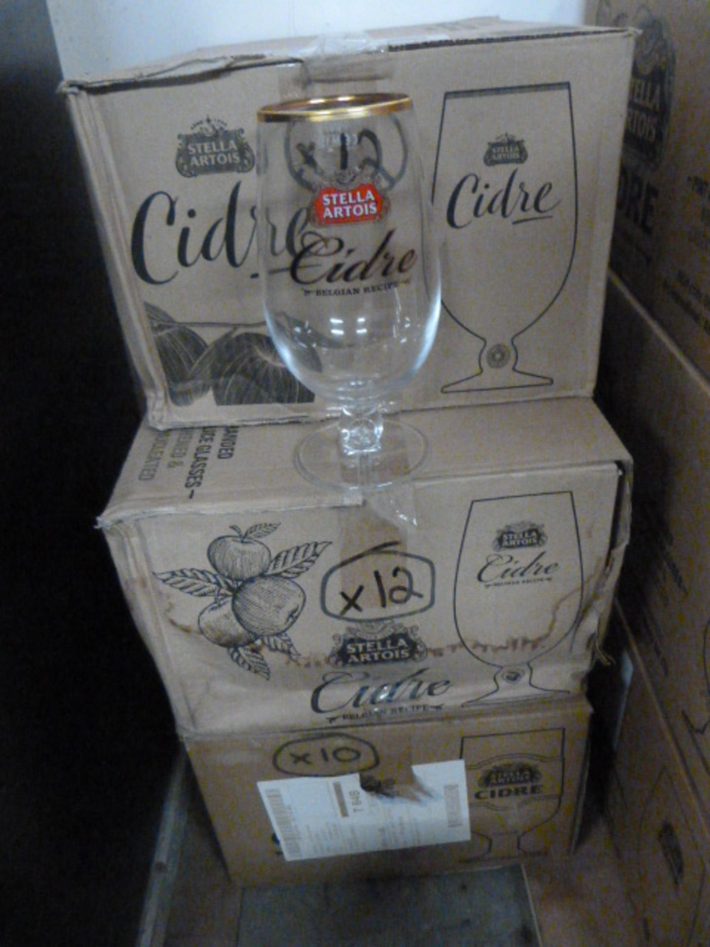 *Three Boxes Containing 34 Cider Glasses