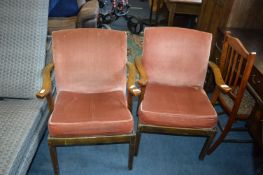 Pair of Pink Upholstered Armchairs