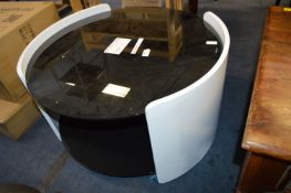 *Black Glass and White Framed Circular Coffee Table