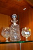 Glass Decanter and Two Brandy Goblets