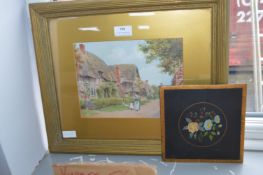 Vintage Framed Country Print and a Hand Painted Fl