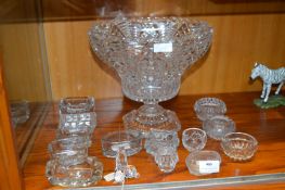 Cut Glass Slat Dishes and a Large Vase