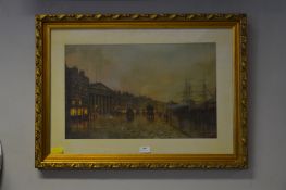 Gilt Framed Print - The Old Custom House Liverpool by Atkinson Grimshaw