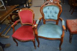 Pair of Ornate Upholstered Armchairs