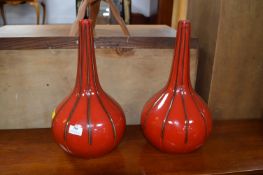 Two Red Gourd Shaped Vases