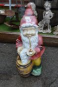 Large Garden Gnome with Beer Barrel