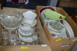 Two Boxes of Pottery and Glassware Including Carlt