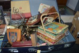 Large Vintage Suitcase Containing Assorted Collect