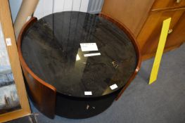 *Circular Black Glass Coffee Table