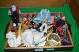 Tray Lot of Vintage Small Dolls and Collectible Items etc.