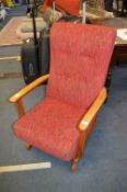 Red Upholstered Sprung Rocking Chair