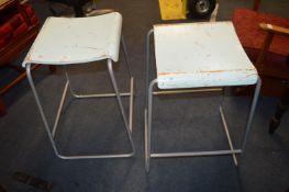 Pair of Retro Style Kitchen Stools (Distressed)