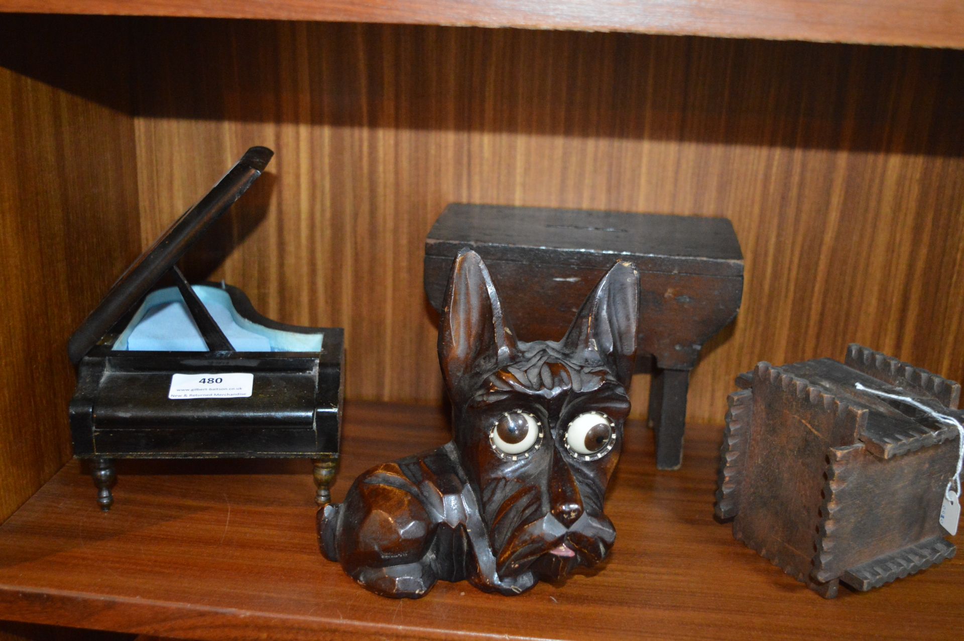1930's Wooden Items Including Novelty Dog Clock an