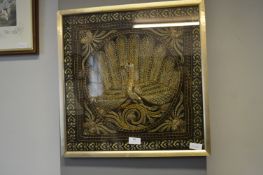 Gilt Framed Sequins of a Peacock