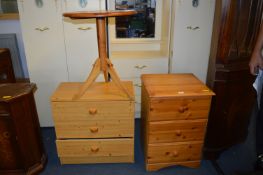 Pine Three Drawer Bedside Chest and Pine Circular