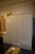 Small White Wardrobe with Matching Four Drawer Che