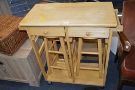 Beech Kitchen Unit with Built-In Stools