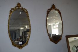 Pair of Gilt Framed Oval Wall Mirrors