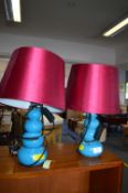 Pair of Turquoise Pottery Table Lamps