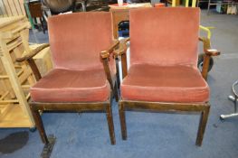 Pair of Vintage Armchairs with Pink Upholstery