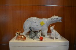 Figure of a Polar Bear, Bambi, Kitten and a Dog