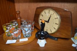 Vintage Liqueur Glasses Clock and a Black Bird Pie