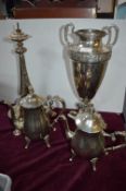 Four Silver Plated Items, Coffee Pots, Urn, etc.