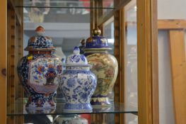 Three Oriental Covered Vases