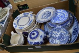 Blue & White China; Dinner Plates, Meat Dishes, et