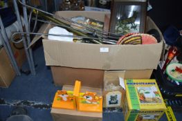 Large Box of Household Goods; Toys, Framed Picture