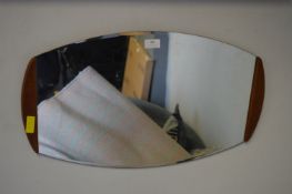 Retro Teak Framed Beveled Edge Wall Mirror